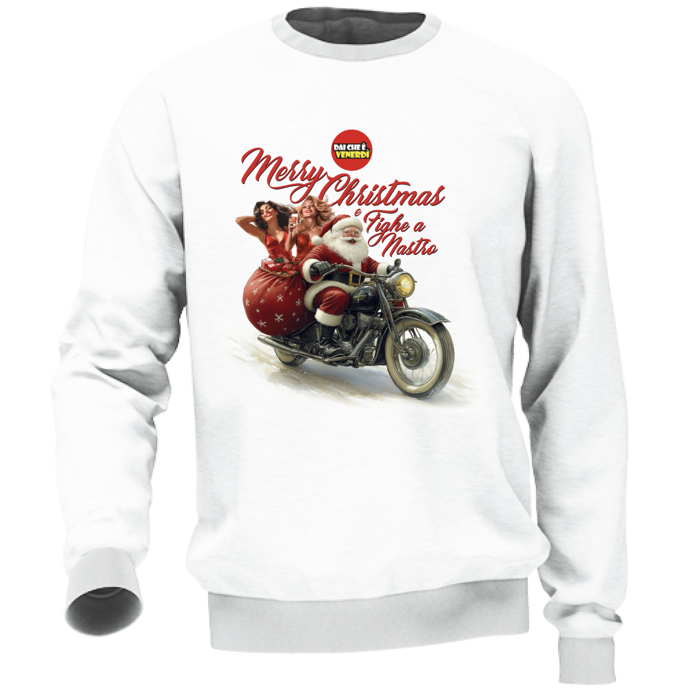 Felpa Merry Christmas e Fighe a Nastro