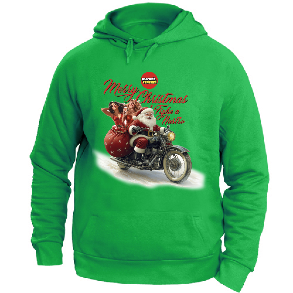 Felpa con Cappuccio Merry Christmas e Fighe a Nastro