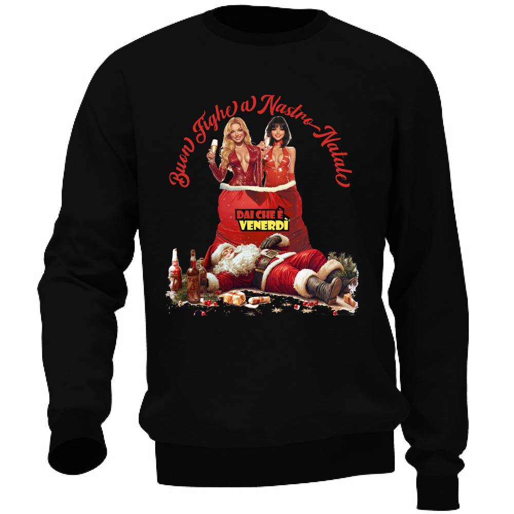 Felpa Buon Fighe a Nastro Natale