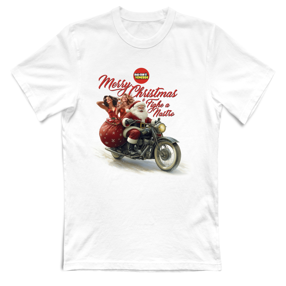 T-Shirt Merry Christmas e Fighe a Nastro