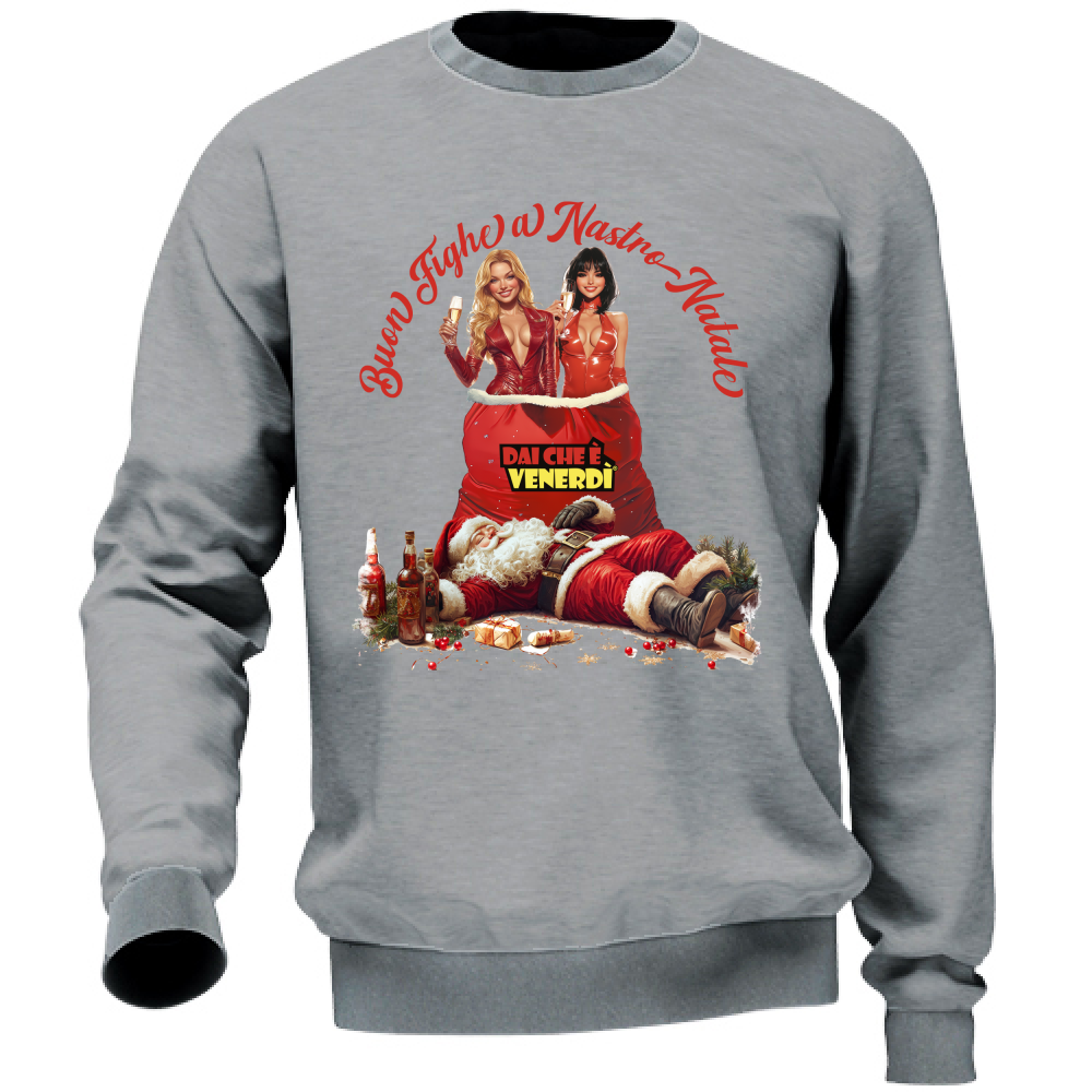 Felpa Buon Fighe a Nastro Natale