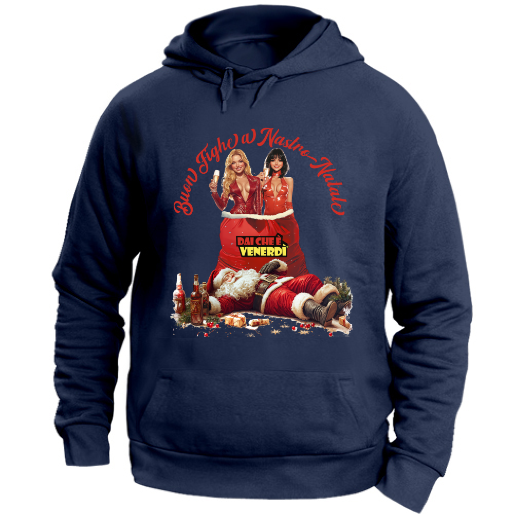 Felpa con cappuccio Buon Fighe a Nastro Natale