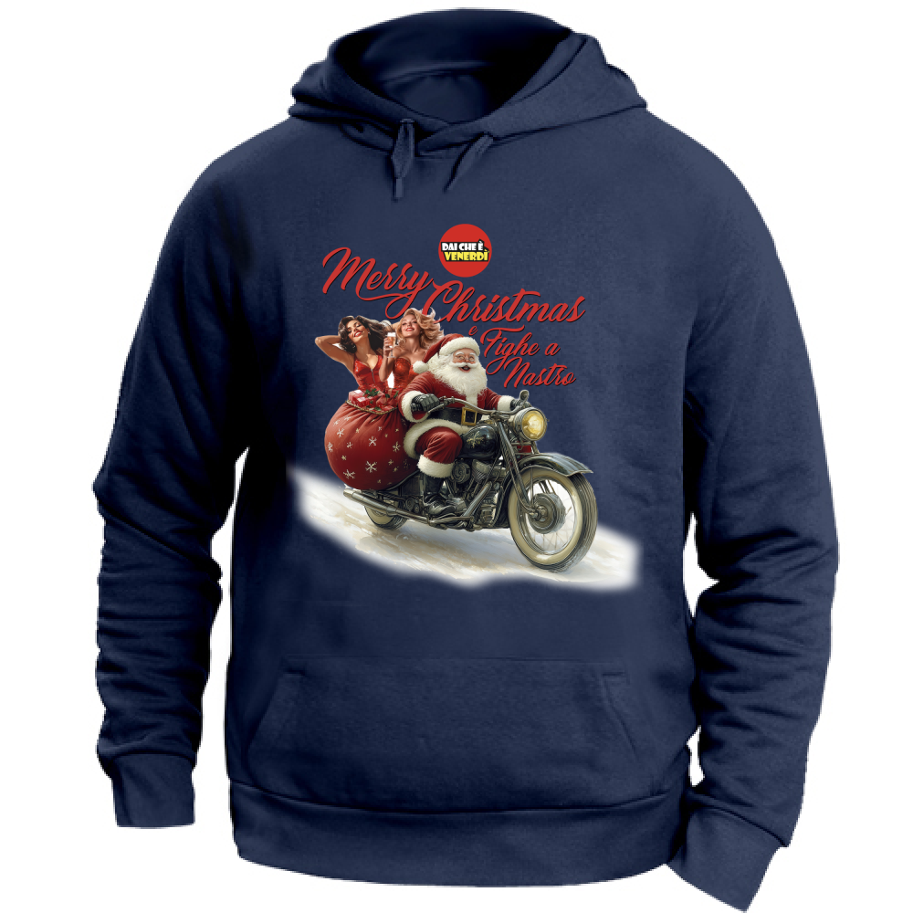Felpa con Cappuccio Merry Christmas e Fighe a Nastro