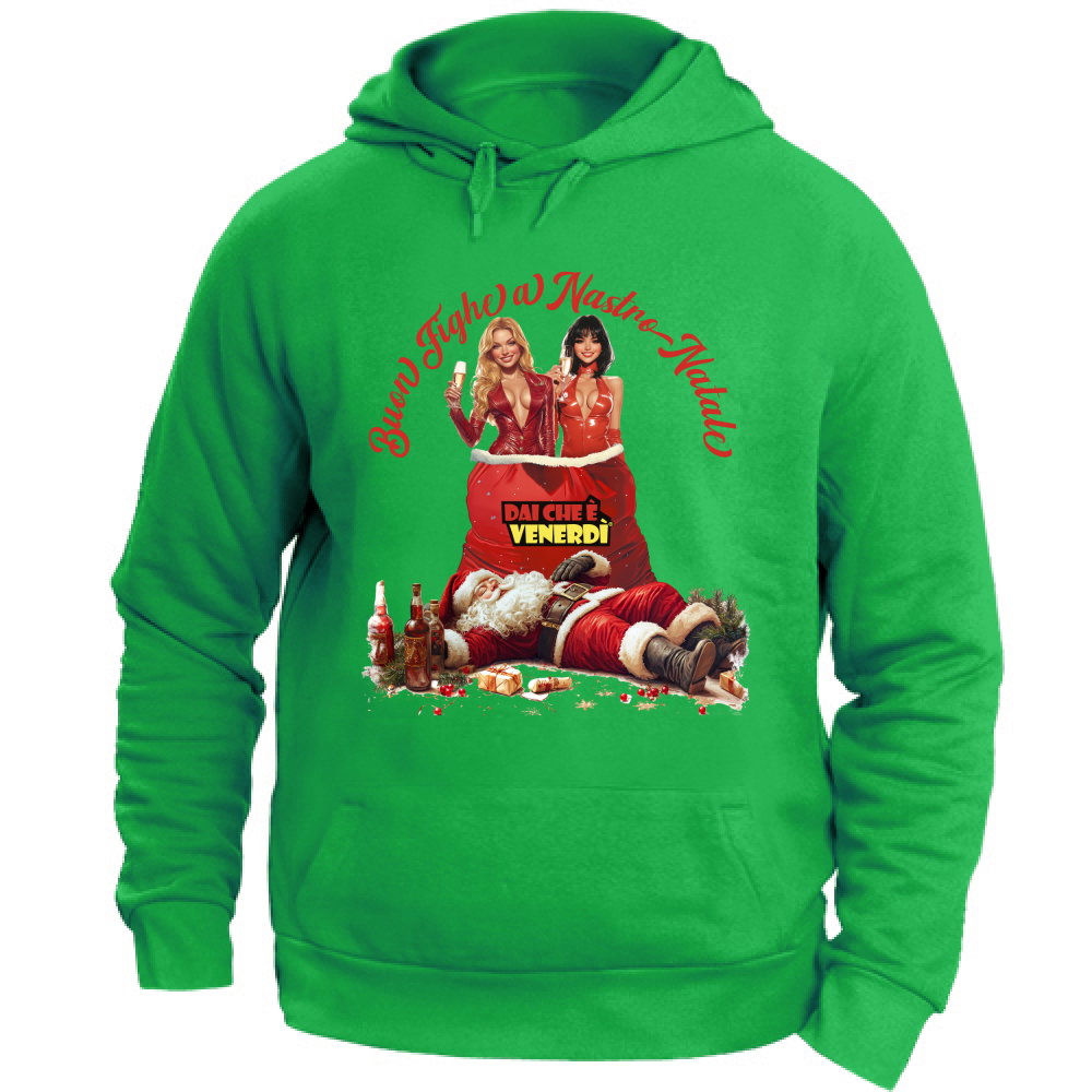 Felpa con cappuccio Buon Fighe a Nastro Natale