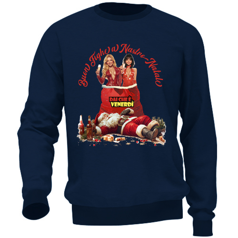 Felpa Buon Fighe a Nastro Natale