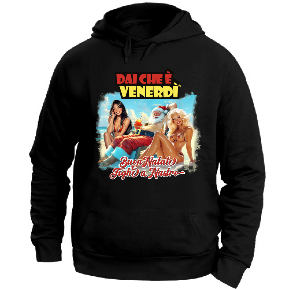 Felpa con Cappuccio Babbo Natale e Fighe a Nastro