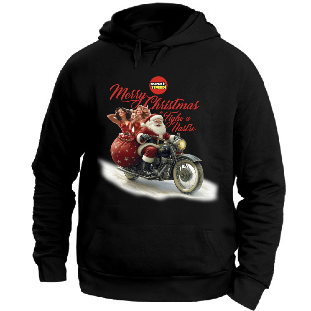 Felpa con Cappuccio Merry Christmas e Fighe a Nastro