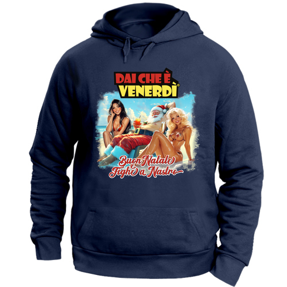 Felpa con Cappuccio Babbo Natale e Fighe a Nastro