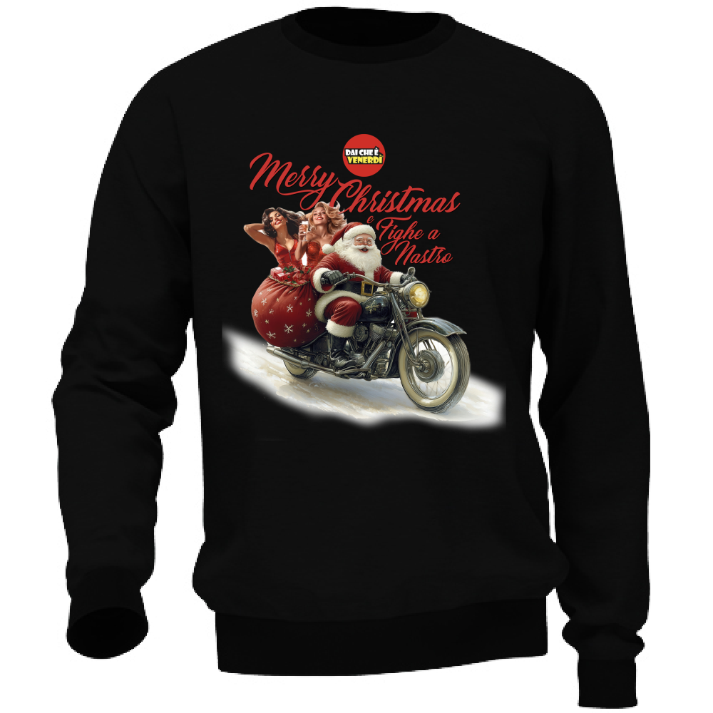 Felpa Merry Christmas e Fighe a Nastro