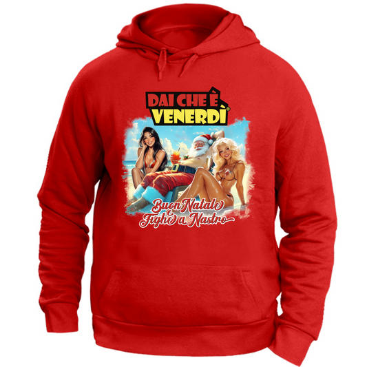 Felpa con Cappuccio Babbo Natale e Fighe a Nastro