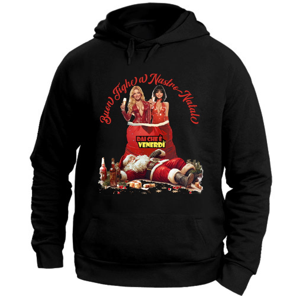 Felpa con cappuccio Buon Fighe a Nastro Natale