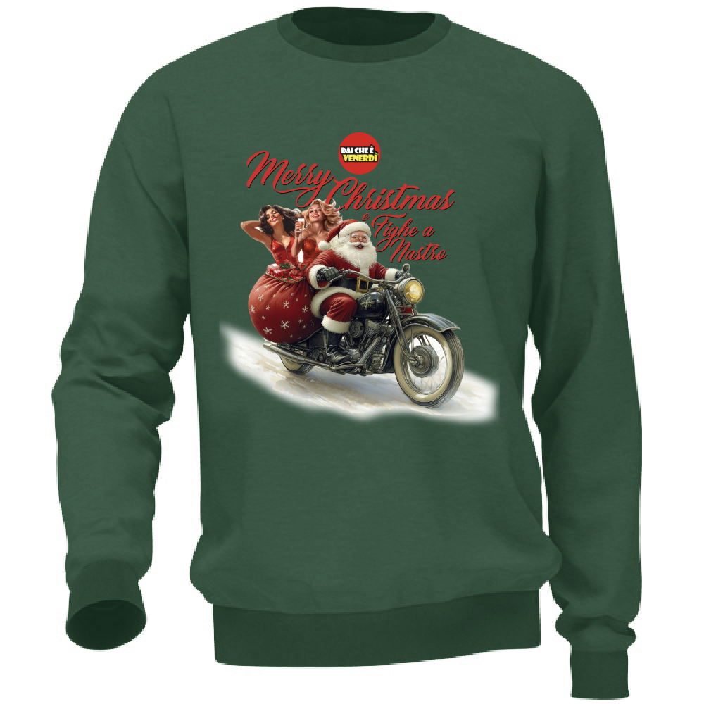 Felpa Merry Christmas e Fighe a Nastro
