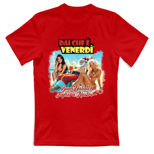 T-Shirt Babbo Natale e Fighe a Nastro