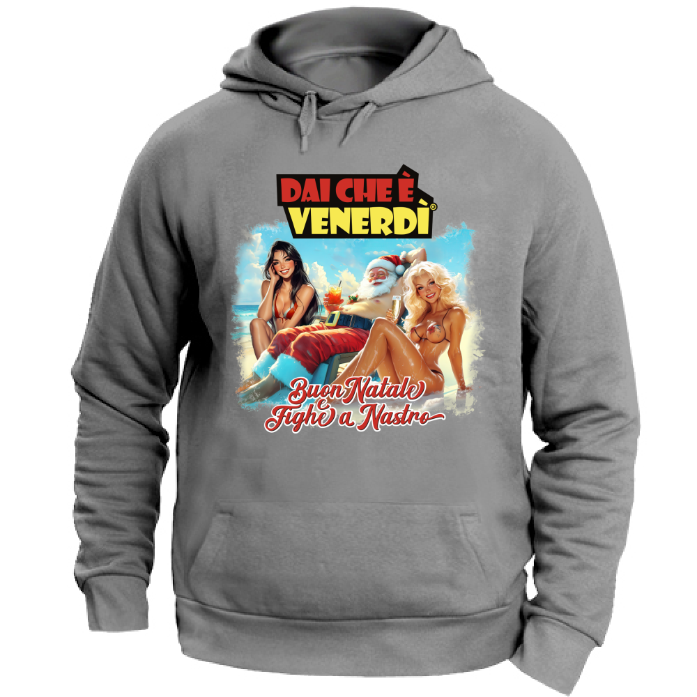 Felpa con Cappuccio Babbo Natale e Fighe a Nastro