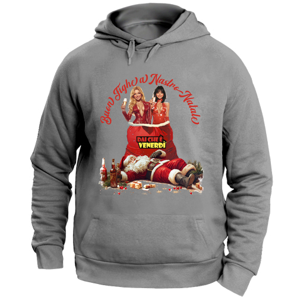 Felpa con cappuccio Buon Fighe a Nastro Natale