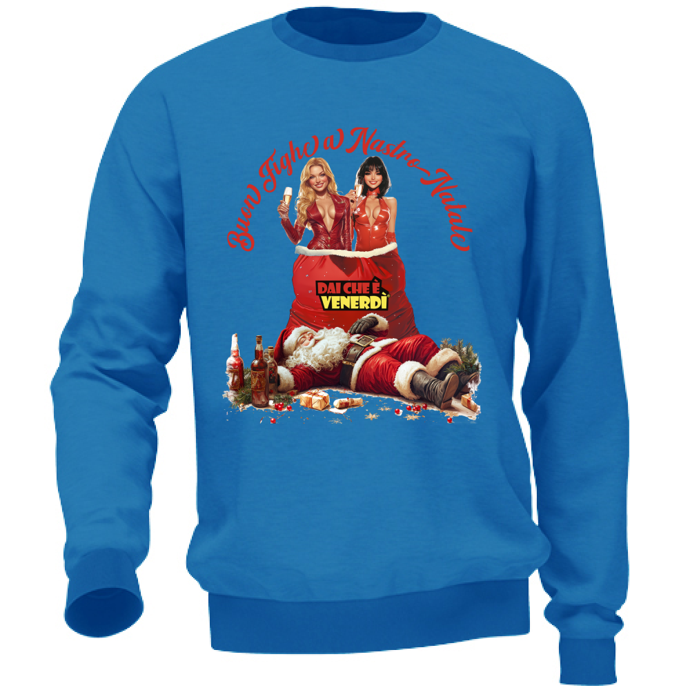 Felpa Buon Fighe a Nastro Natale