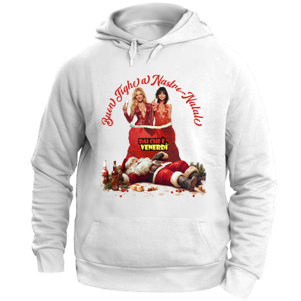 Felpa con cappuccio Buon Fighe a Nastro Natale