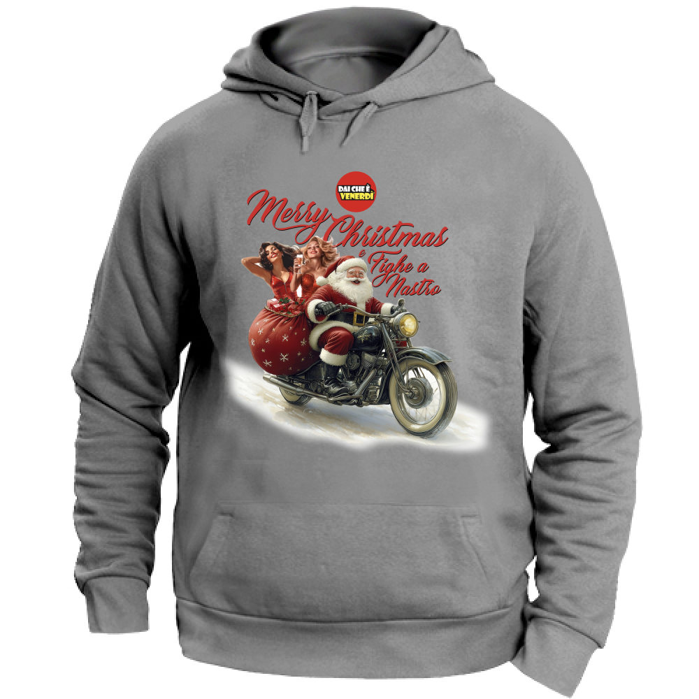 Felpa con Cappuccio Merry Christmas e Fighe a Nastro